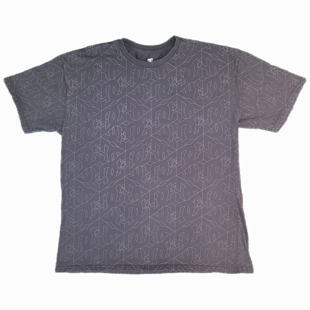 DC Shoes Skater Shirt Skateboard Grunge AOP Logo Mens Size XXL Y2K Vintage